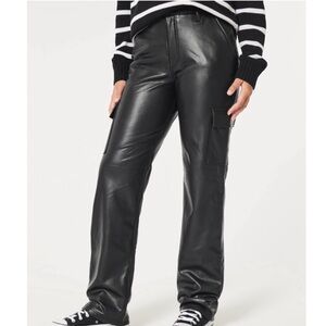 Hollister Black Faux Leather Ultra High Rise Vintage Baggy Pants